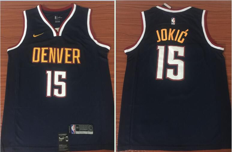 Men Denver Nuggets 15 Jokic Black Game Nike NBA Jerseys